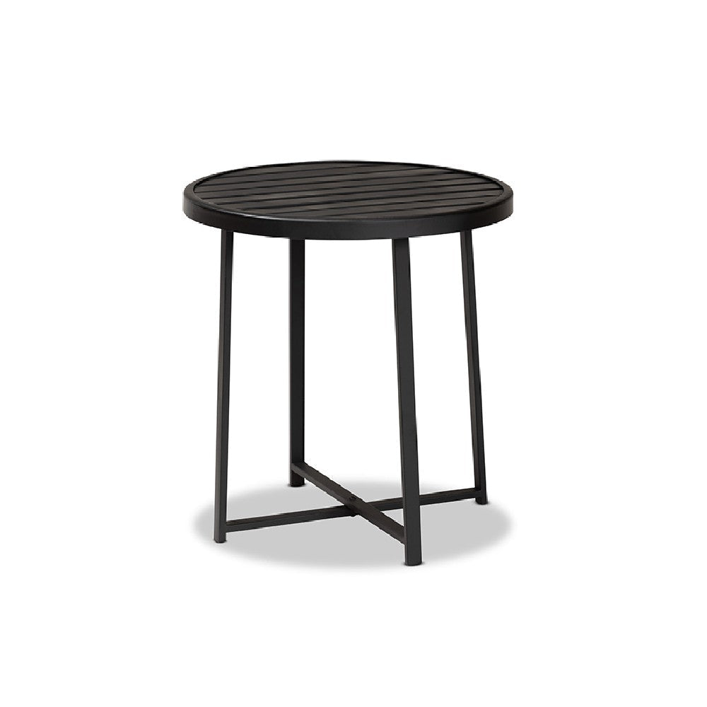 Baxton Studio Sadiya Modern Industrial Black Finished Metal Outdoor Side Table WHI-H01-99169-Metal-Small-Side-Table