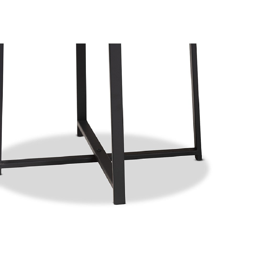 Baxton Studio Sadiya Modern Industrial Black Finished Metal Outdoor Side Table WHI-H01-99169-Metal-Small-Side-Table