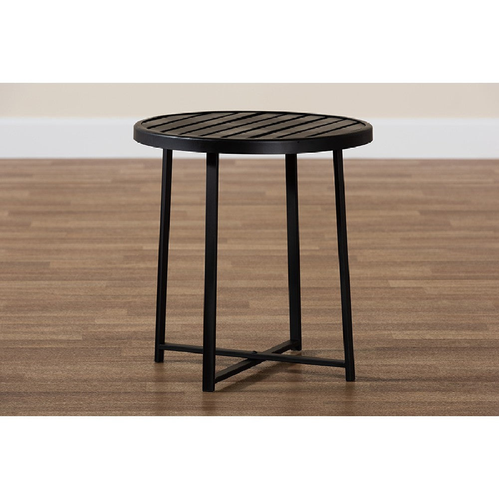 Baxton Studio Sadiya Modern Industrial Black Finished Metal Outdoor Side Table WHI-H01-99169-Metal-Small-Side-Table