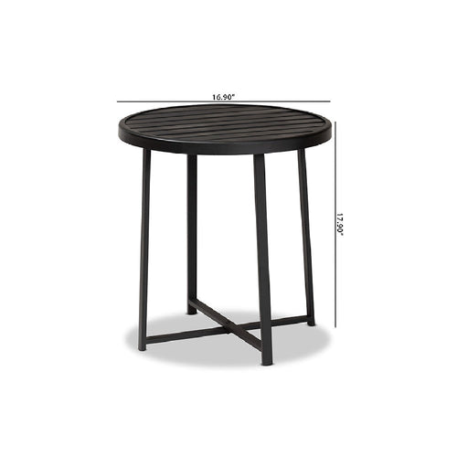 Baxton Studio Sadiya Modern Industrial Black Finished Metal Outdoor Side Table