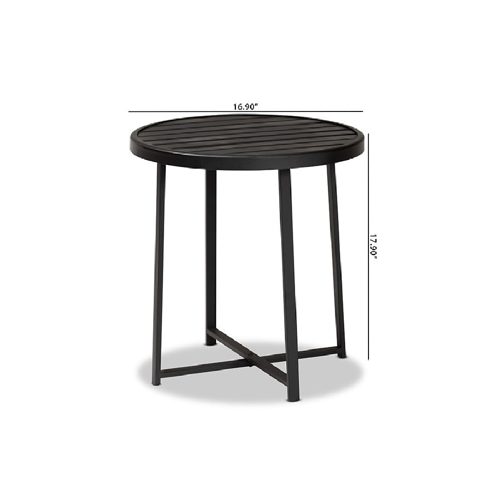 Baxton Studio Sadiya Modern Industrial Black Finished Metal Outdoor Side Table
