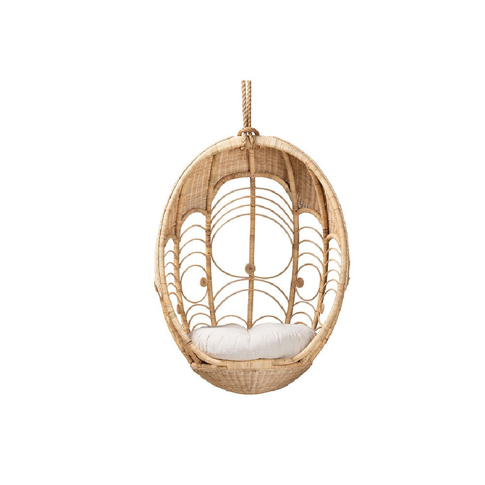 bali & pari Umika Modern Bohemian Natural Brown Rattan Hanging Chair WHI-HC001-Rattan-Hanging-Chair
