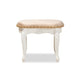 Baxton Studio Gabrielle Traditional French Country Provincial Sand Velvet Fabric Upholstered White-Finished Wood Vanity Ottoman