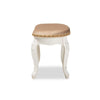 Baxton Studio Gabrielle Traditional French Country Provincial Sand Velvet Fabric Upholstered White-Finished Wood Vanity Ottoman