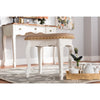 Baxton Studio Gabrielle Traditional French Country Provincial Sand Velvet Fabric Upholstered White-Finished Wood Vanity Ottoman