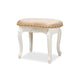 Baxton Studio Gabrielle Traditional French Country Provincial Sand Velvet Fabric Upholstered White-Finished Wood Vanity Ottoman