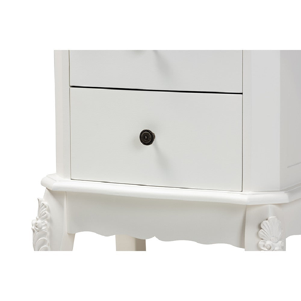 Baxton Studio Sophia Classic and Traditional French White Finished Wood 2-Drawer End Table WHI-HL7A-A110-2-DW-ET
