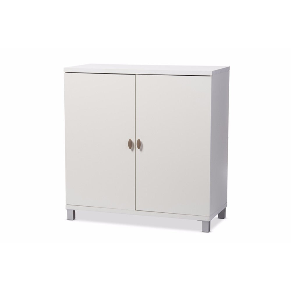 Baxton Studio Marcy Modern and Contemporary White Wood Entryway Handbags or School Bags Storage Sideboard Cabinet WHI-HS-001-White