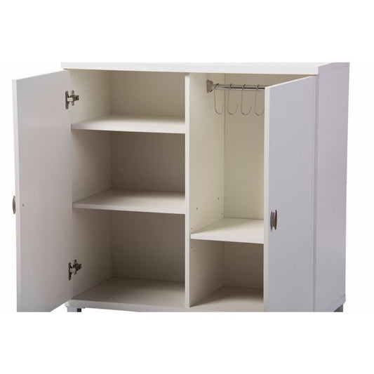 Baxton Studio Marcy Modern and Contemporary White Wood Entryway Handbags or School Bags Storage Sideboard Cabinet
