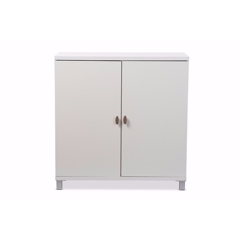Baxton Studio Marcy Modern and Contemporary White Wood Entryway Handbags or School Bags Storage Sideboard Cabinet WHI-HS-001-White
