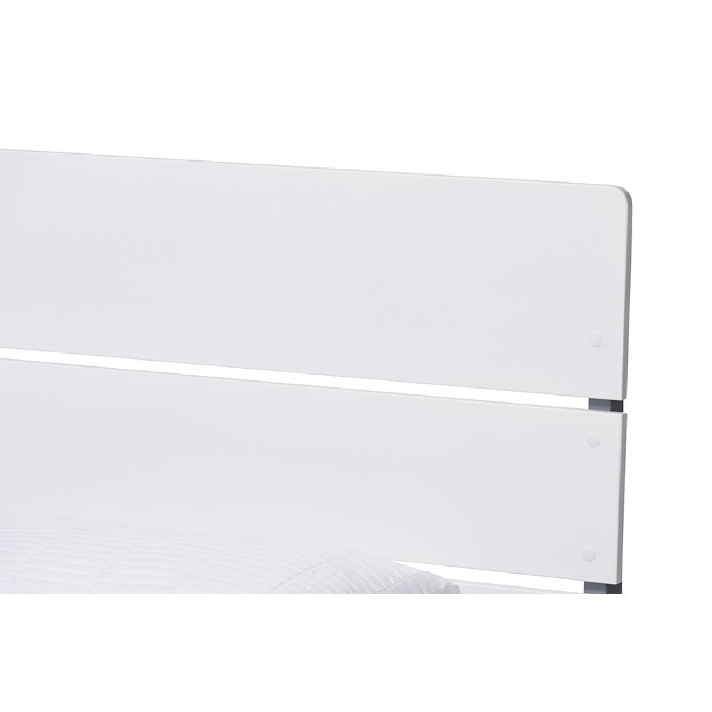 Baxton Studio Nereida Modern Classic Mission Style White and Grey-Finished Wood Twin Platform Bed