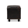 Baxton Studio Charlier Rustic Antique Inspired Dark Brown Faux Leather Upholstered Wood Storage Ottoman with Book Spine Drawer