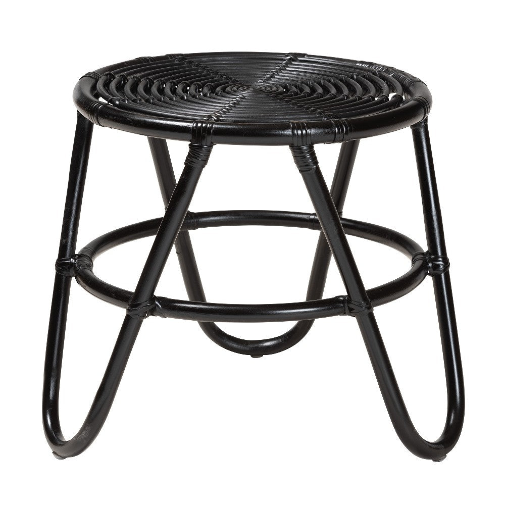 bali & pari Pertessa Modern Bohemian Black Finished Rattan End Table WHI-Harper-Black-Rattan-ET