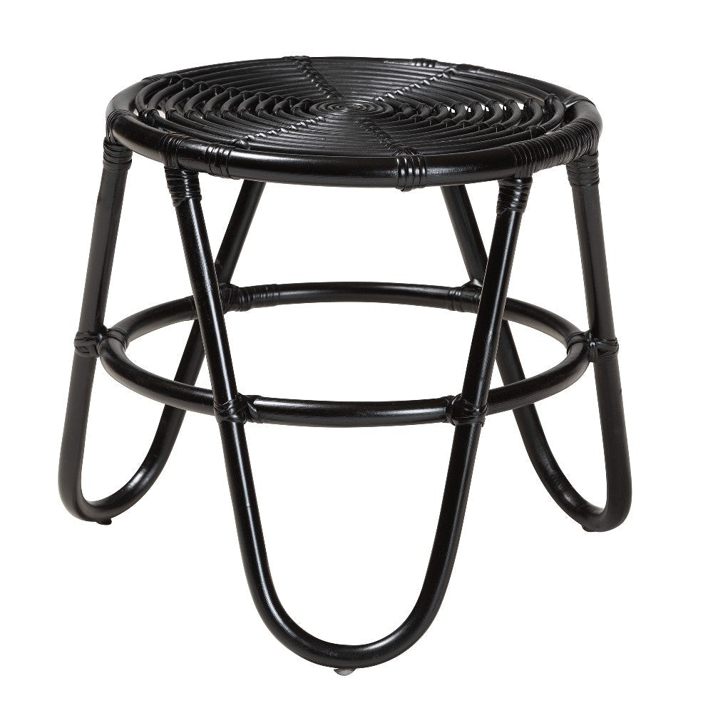 bali & pari Pertessa Modern Bohemian Black Finished Rattan End Table WHI-Harper-Black-Rattan-ET