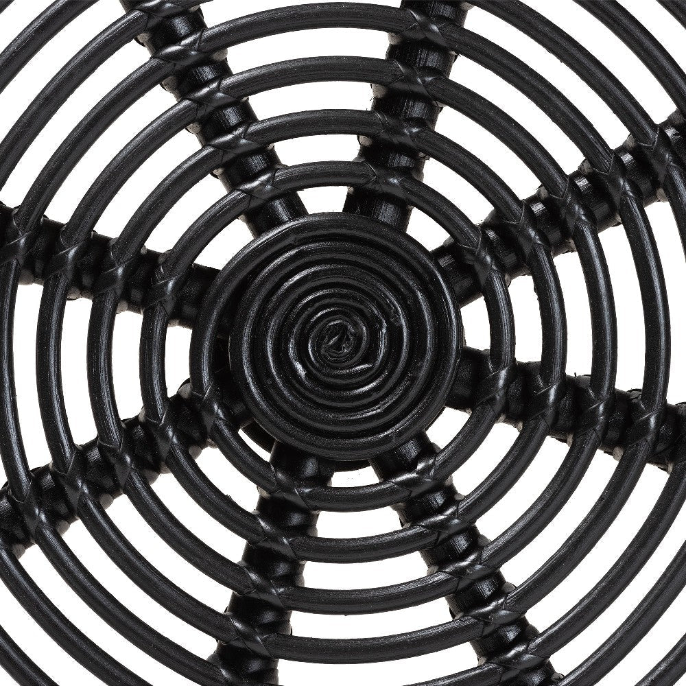 bali & pari Pertessa Modern Bohemian Black Finished Rattan End Table WHI-Harper-Black-Rattan-ET
