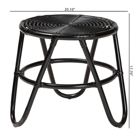 bali & pari Pertessa Modern Bohemian Black Finished Rattan End Table