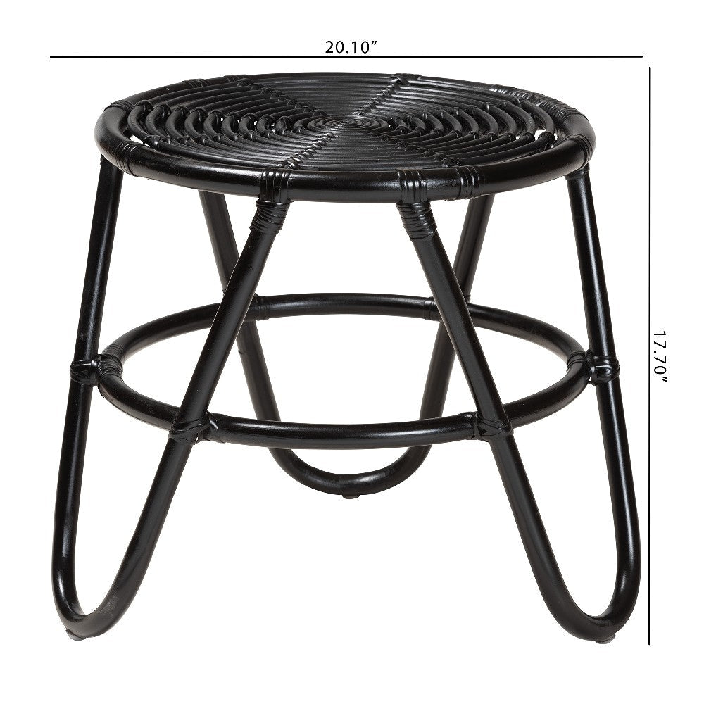 bali & pari Pertessa Modern Bohemian Black Finished Rattan End Table
