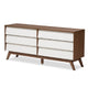 Baxton Studio Hildon Mid-Century Modern White and Walnut Wood 6-Drawer Storage Dresser WHI-Hildon-6DW-Walnut-White-Chest