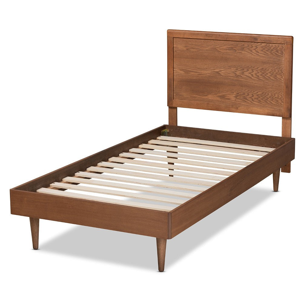 Baxton Studio Hiro Mid-Century Modern Walnut Brown Finished Wood Twin Size Platform Bed WHI-Hiro-Ash-Walnut-Twin