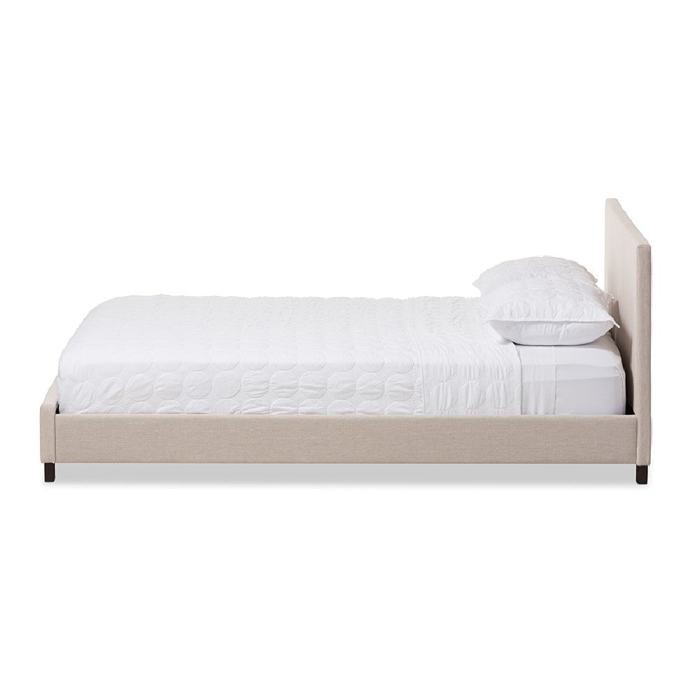 Baxton Studio Elizabeth Modern and Contemporary Beige Fabric Upholstered Panel-Stitched Queen Size Platform Bed