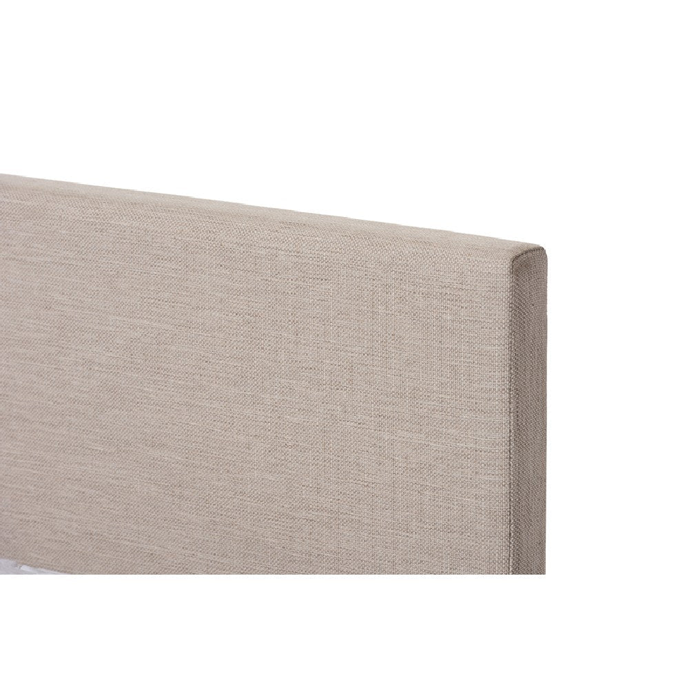 Baxton Studio Elizabeth Modern and Contemporary Beige Fabric Upholstered Panel-Stitched Queen Size Platform Bed