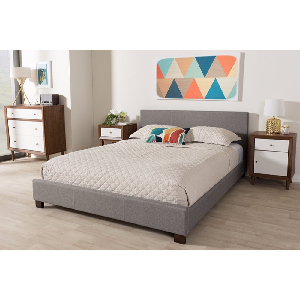 Baxton Studio Elizabeth Modern and Contemporary Grey Fabric Upholstered Panel-Stitched Full Size Platform Bed