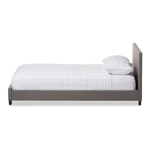 Baxton Studio Elizabeth Modern and Contemporary Grey Fabric Upholstered Panel-Stitched Queen Size Platform Bed
