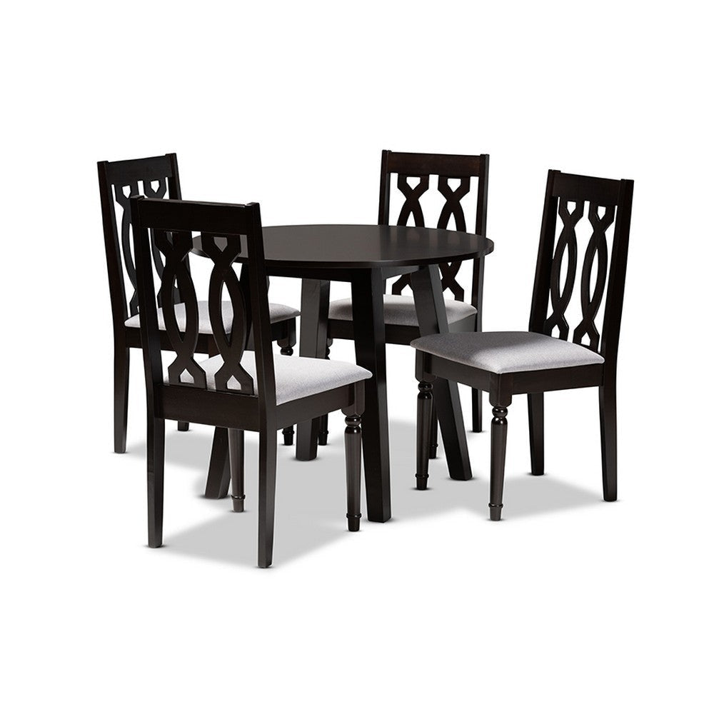 Baxton Studio Imogen Modern and Contemporary Grey Fabric Upholstered and Dark Brown Finished Wood 5-Piece Dining Set