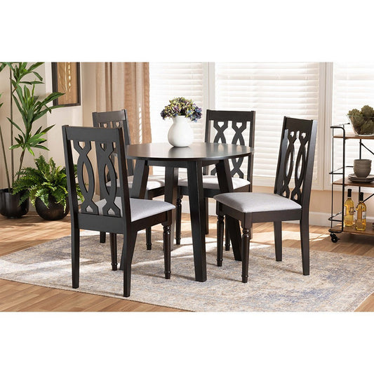 Baxton Studio Imogen Modern and Contemporary Grey Fabric Upholstered and Dark Brown Finished Wood 5-Piece Dining Set
