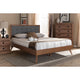 Baxton Studio Ines Mid-Century Modern Dark Grey Fabric Upholstered Walnut Brown Finished Wood King Size Platform Bed