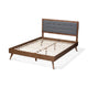 Baxton Studio Ines Mid-Century Modern Dark Grey Fabric Upholstered Walnut Brown Finished Wood Queen Size Platform Bed