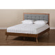 Baxton Studio Ines Mid-Century Modern Dark Grey Fabric Upholstered Walnut Brown Finished Wood Queen Size Platform Bed