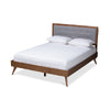 Baxton Studio Ines Mid-Century Modern Light Grey Fabric Upholstered Walnut Brown Finished Wood King Size Platform Bed