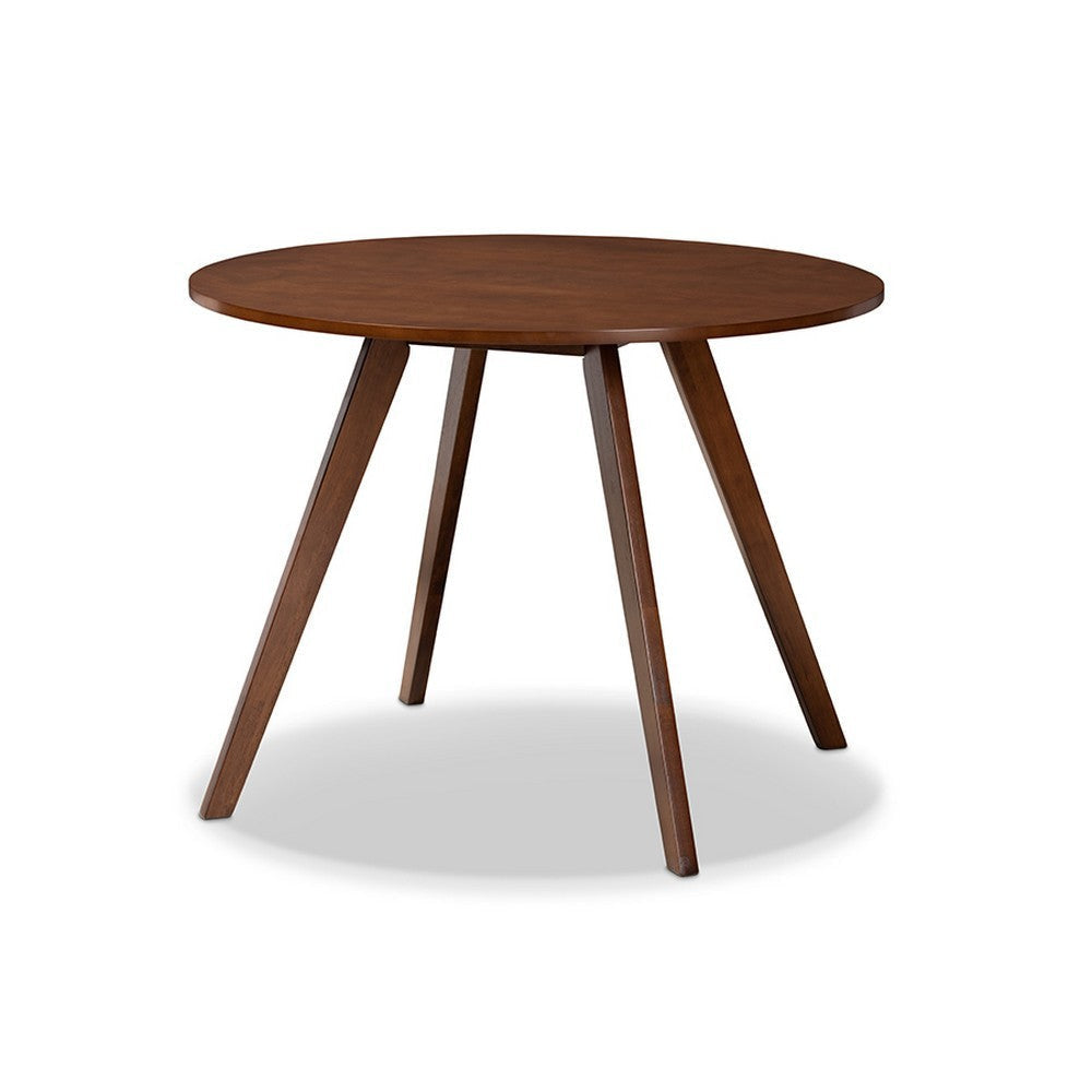 Baxton Studio Rika Mid-Century Modern Transitional Light Beige Fabric Upholstered and Walnut Brown Finished Wood 5-Piece Dining Set