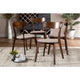 Baxton Studio Iora Mid-Century Modern Transitional Light Beige Fabric Upholstered and Walnut Brown Finished Wood 4-Piece Dining Chair Set