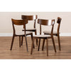 Baxton Studio Iora Mid-Century Modern Transitional Light Beige Fabric Upholstered and Walnut Brown Finished Wood 4-Piece Dining Chair Set