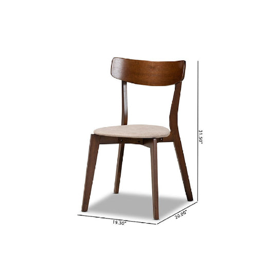 Baxton Studio Iora Mid-Century Modern Transitional Light Beige Fabric Upholstered and Walnut Brown Finished Wood 4-Piece Dining Chair Set