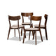 Baxton Studio Iora Mid-Century Modern Transitional Light Beige Fabric Upholstered and Walnut Brown Finished Wood 4-Piece Dining Chair Set