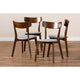 Baxton Studio Iora Mid-Century Modern Transitional Light Grey Fabric Upholstered and Walnut Brown Finished Wood 4-Piece Dining Chair Set