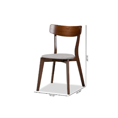 Baxton Studio Iora Mid-Century Modern Transitional Light Grey Fabric Upholstered and Walnut Brown Finished Wood 4-Piece Dining Chair Set