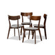 Baxton Studio Iora Mid-Century Modern Transitional Light Grey Fabric Upholstered and Walnut Brown Finished Wood 4-Piece Dining Chair Set