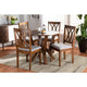 Baxton Studio Irene Modern and Contemporary Grey Fabric Upholstered and Walnut Brown Finished Wood 5-Piece Dining Set