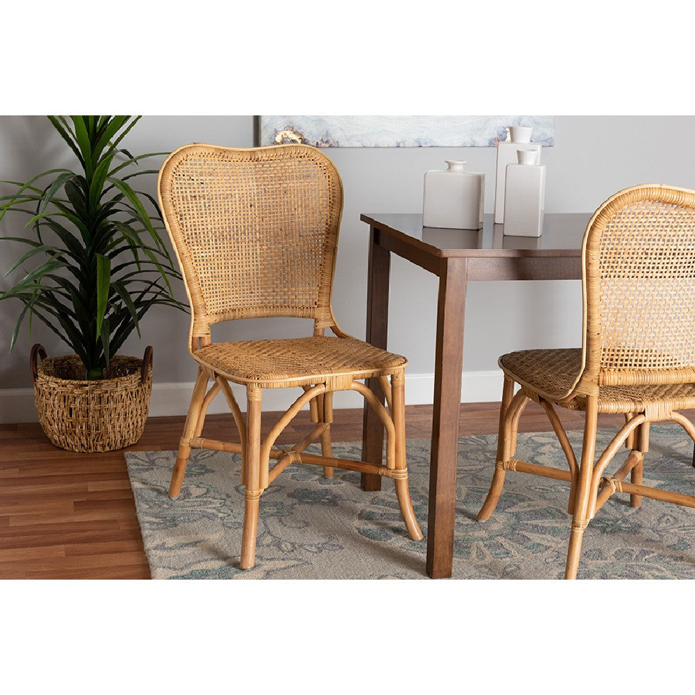 bali & pari Irene Modern Bohemian Natural Rattan Dining Chair WHI-Irene-Rattan-DC