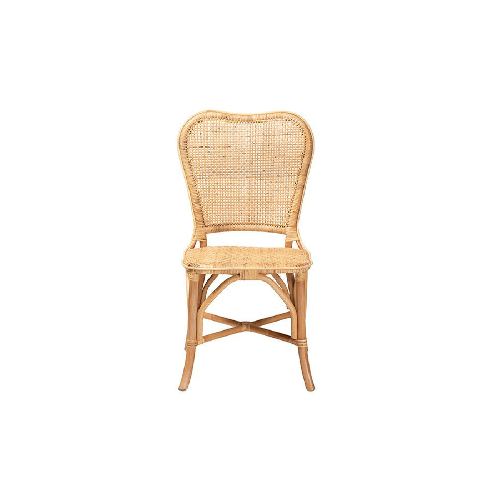 bali & pari Irene Modern Bohemian Natural Rattan Dining Chair WHI-Irene-Rattan-DC