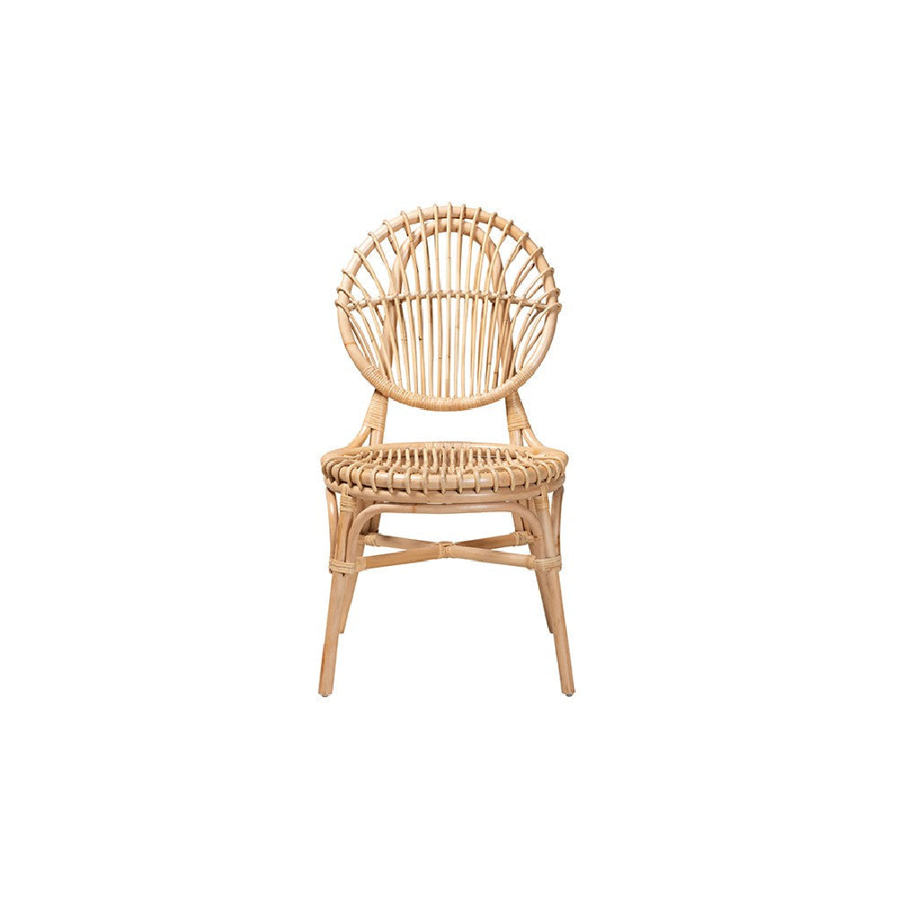 bali & pari Iris Modern Bohemian Natural Brown Rattan Dining Chair WHI-Iris-Rattan-DC
