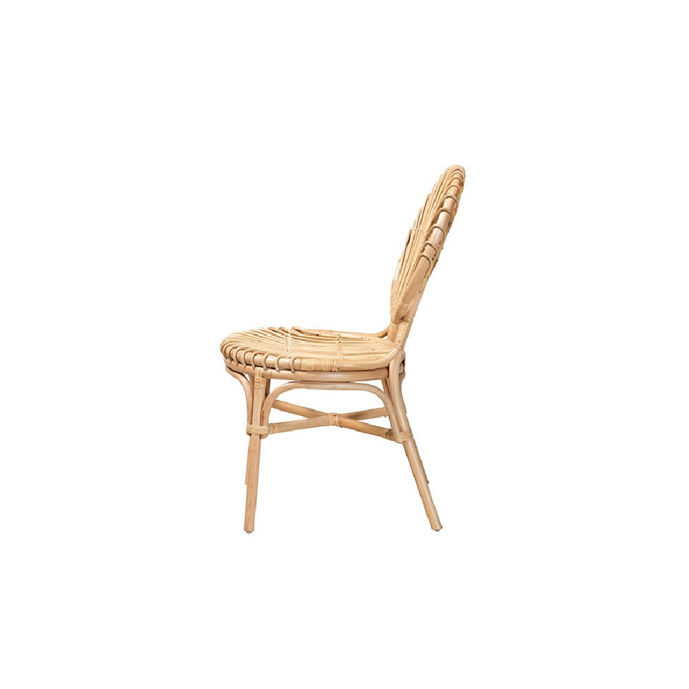bali & pari Iris Modern Bohemian Natural Brown Rattan Dining Chair WHI-Iris-Rattan-DC