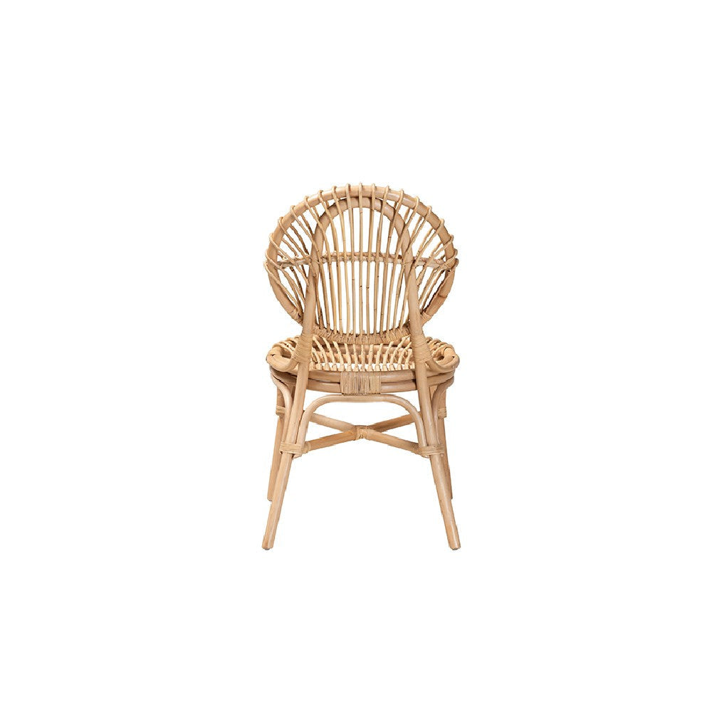 bali & pari Iris Modern Bohemian Natural Brown Rattan Dining Chair WHI-Iris-Rattan-DC