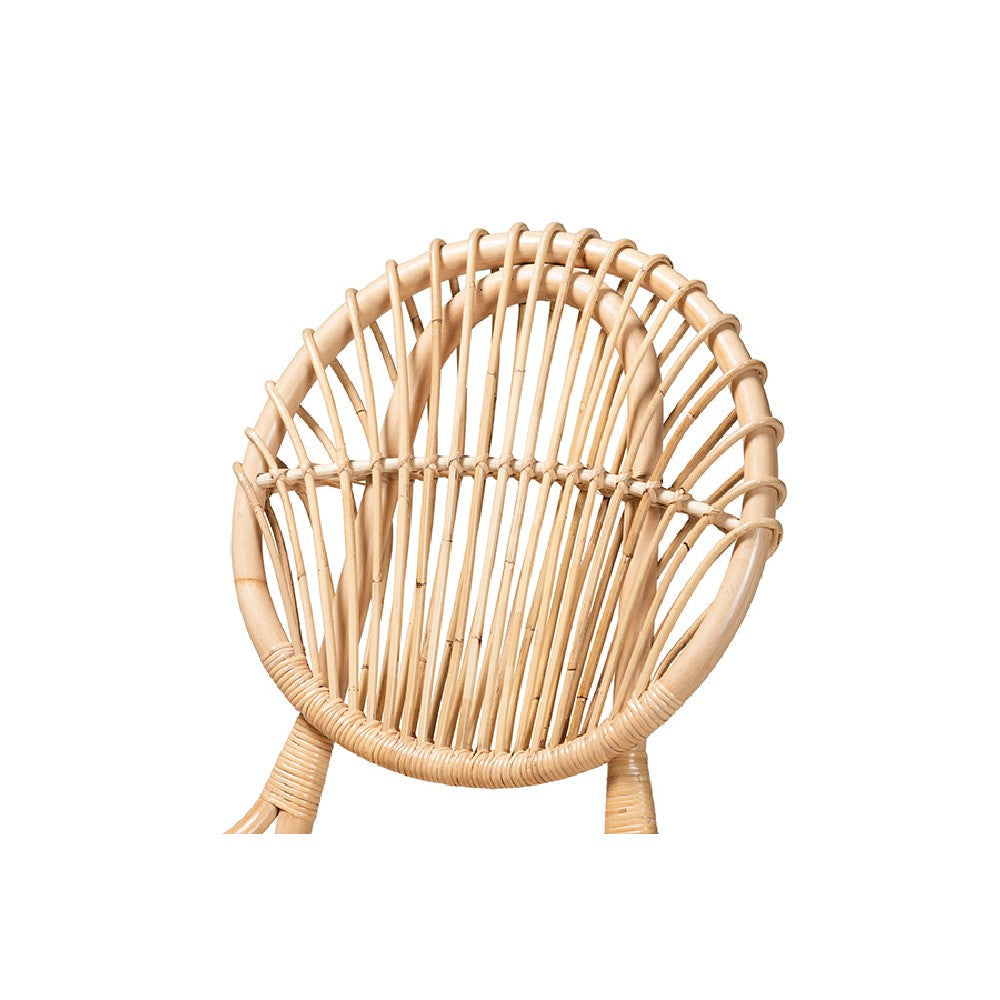bali & pari Iris Modern Bohemian Natural Brown Rattan Dining Chair WHI-Iris-Rattan-DC