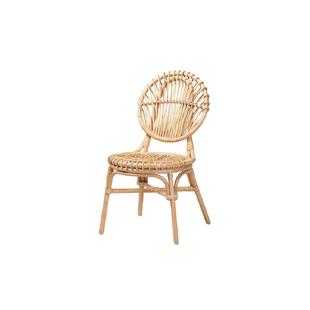 bali & pari Iris Modern Bohemian Natural Brown Rattan Dining Chair WHI-Iris-Rattan-DC