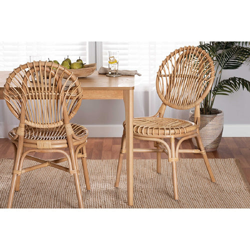 bali & pari Iris Modern Bohemian Natural Brown Rattan Dining Chair